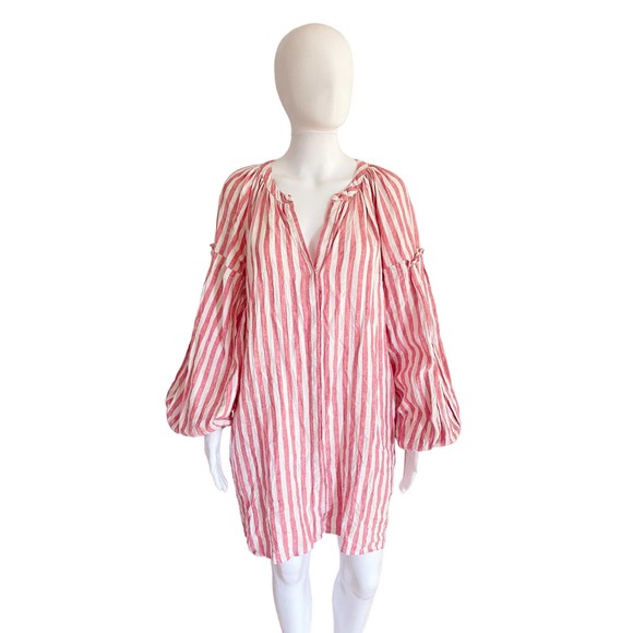 Marchesa Dresses & Skirts - ❗️SOLD❗️MARCH 11 RED STRIPE LINEN TUNIC DRESS